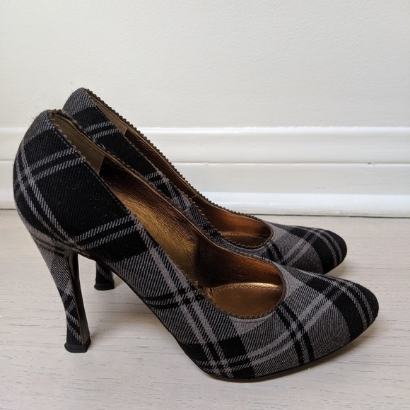 Bottega Veneta Leather and Tartan Plaid Pumps - Picture 2 of 4